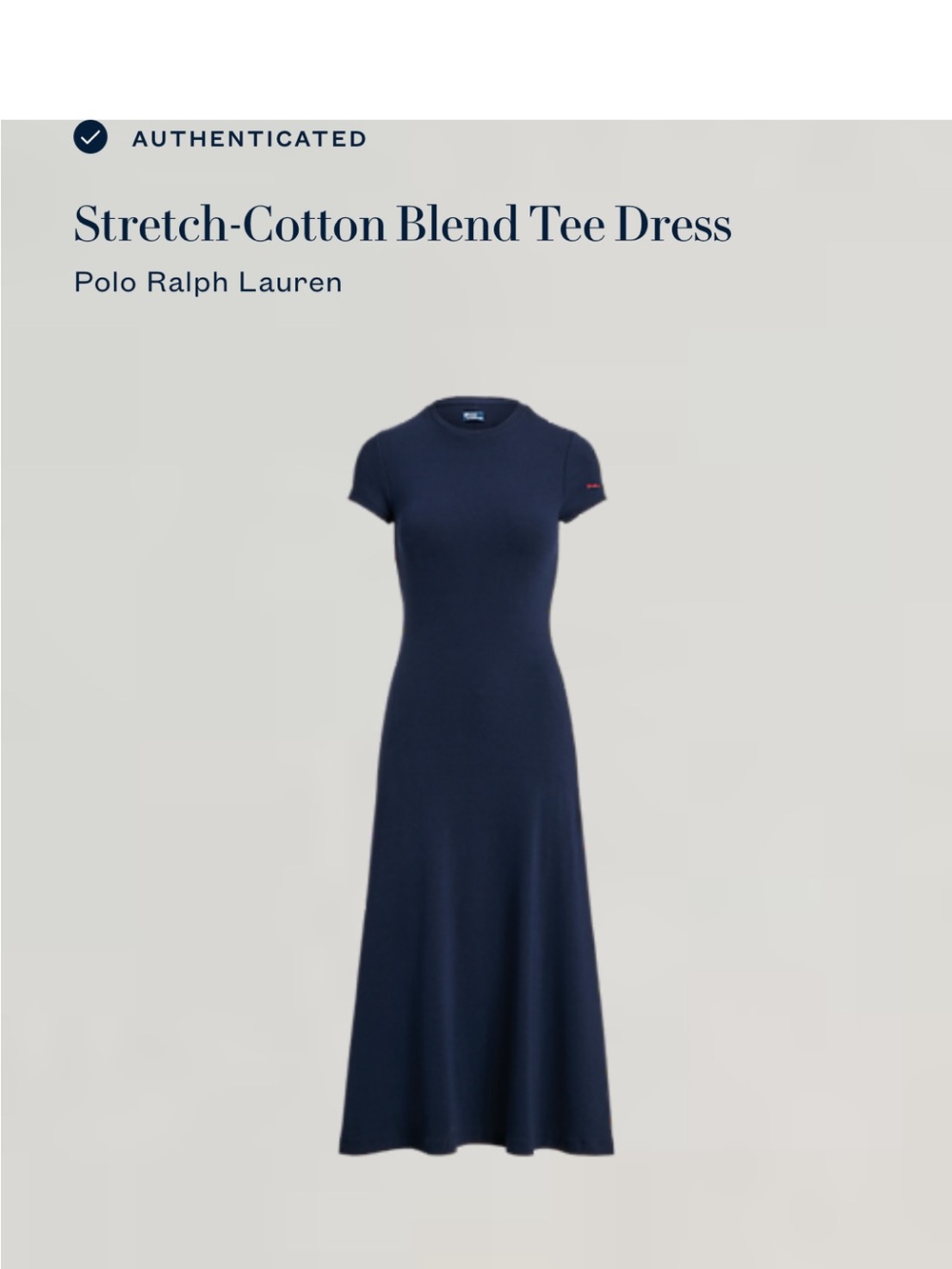 Polo by Ralph Lauren Navy Short-Sleeve Stretch-Cotton Tee Dress Size Medium